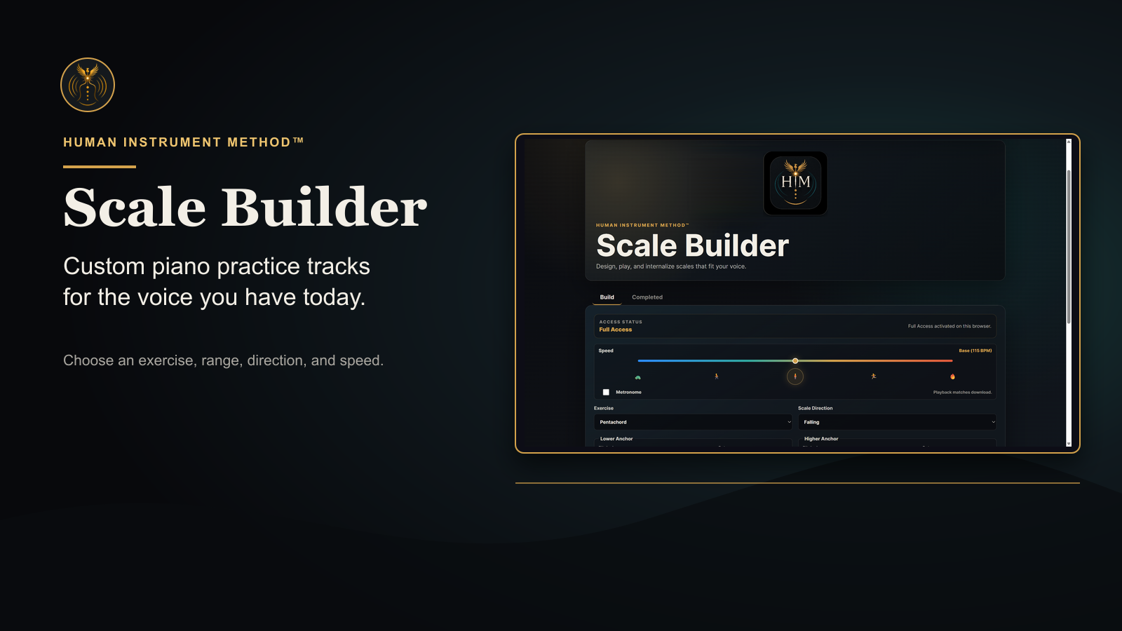 HIM Scale Builder completed-track library with an available MP3 download